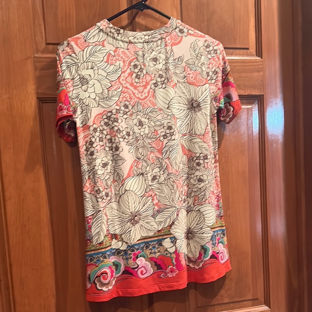 Johnny Was White Cream Graphic Blouse Short Sleeve - Picture 4 of 4